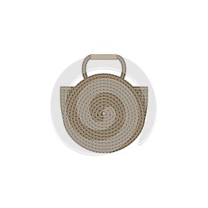 Circle straw tote bag with short handles in natural