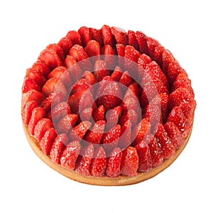 Circle strawberry cake red and delicious isolated