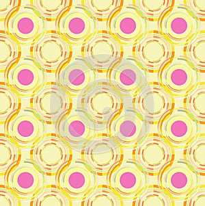Circle theme pink pattern with yellow isolated