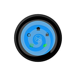 Circle Thermostat with icons in blue mask with white background