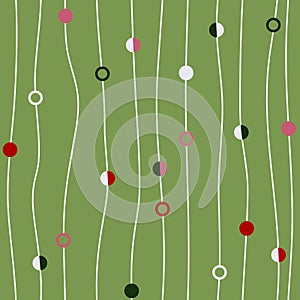 Circle thread vector seamless pattern Abstract string black texture of geometry background