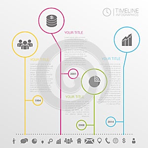 Circle timeline infographics design template with icons