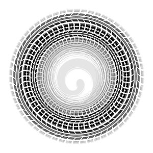 Circle tire tracks white background