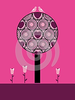 Circle tree with hearts