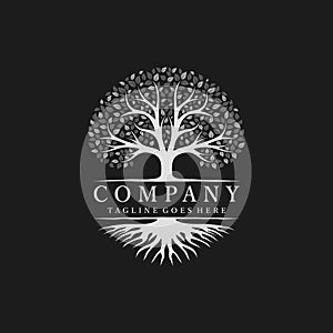 Circle tree logo design black background