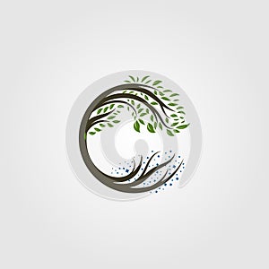 Circle tree logo letter c vector illustration design