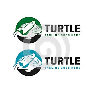 Circle turtle logo design template