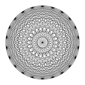 Circle with twenty-two points, connected with lines, 231 doorways photo