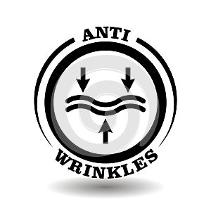 Circle vector logo for Anti wrinkles cosmetics packaging. Anti- aging cream icon with rejuvenating chemical ingredients