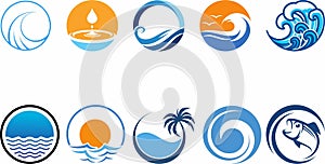Circle Water icon set collection