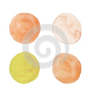 Circle watercolor background orange, a set of spots.