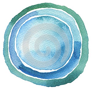 Circle watercolor painted button background.