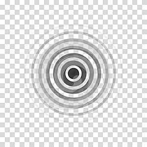 Circle wave earthquake. Sound ripple icon. Black effect pulse isolated on white background. Signal radio. Pattern wavy. Vibration