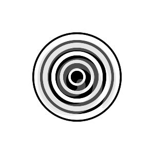 Circle wave. Sound icon. Black effect pulse isolated on white background. Signal radar. Pattern sonar. Vibration line design