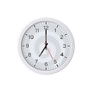 Circle white watch mockup isolated, 7 o`clock