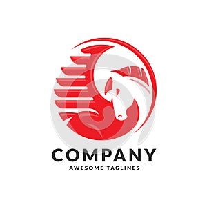 Circle winged Pegasus logo vector