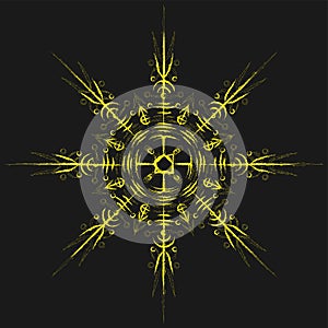 Circle yellow viking rune symbol