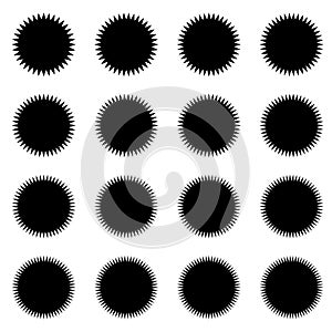 Abstract starburst vector elements with bold spiky outlines.