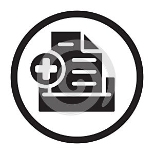 Circled electronic medical record vector icon for apps or websites