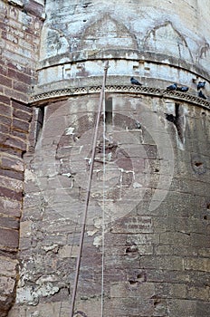 Circled Hole from Cannonball, Meherangarh Fort, Jodhpur, Rajasthan, India