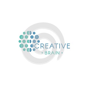 Circles, abstract logo. Creative brain vector logotype. New technology illustration. Innovation idea icon.