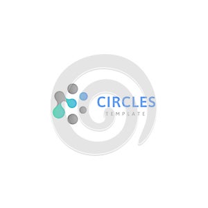 Circles abstract logo template. Connected dots, creative design conceptual logotype. Innovation sign for chemistry