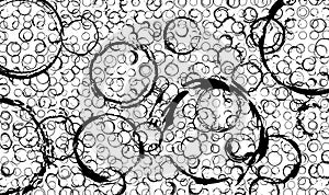 Circles background. Processed ink black brushes for creating closed frames of any shape. Collection of monochrome