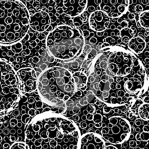 Circles background. Processed ink with white brushes to create closed frames of any shape. A collection of monochrome