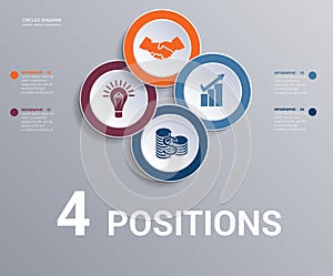 Circles diagram, data Elements Template infographics 4 positions