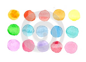 The circles with different colors of watercolor