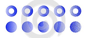 Circles With Different Resolution of Bitmap Dither Gradient Vector Set on White