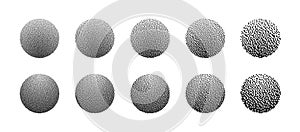 Circles With Different Resolution of Bitmap Dither Gradient Vector Set on White