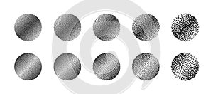 Circles With Different Resolution of Bitmap Dither Gradient Vector Set on White