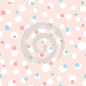 Circles drawn by hand. Cute seamless pattern. Randomly scattered round shape.