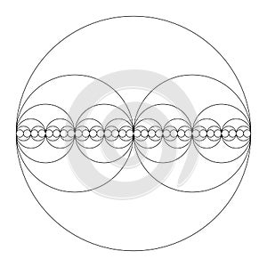 Circles forming a binary sequence, Power of Two, exponentiation with two