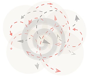 Circles with gray and red arrows