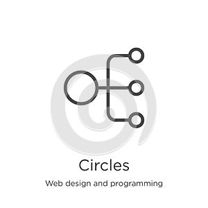 circles icon vector from web design and programming collection. Thin line circles outline icon vector illustration. Outline, thin