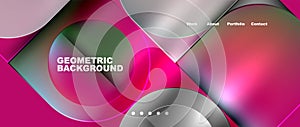 Circles and lines. Bright colorful geometry with glassmorphism effect. Vector Illustration For Wallpaper, Banner