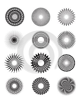 Circles radial vector illustration poster template set