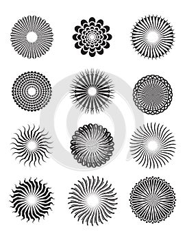 Circles radial vector illustration poster template set