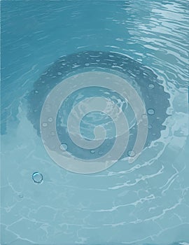 Circles From The Rain Drops On The Water In The Pool