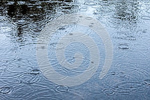 Circles from rain on water