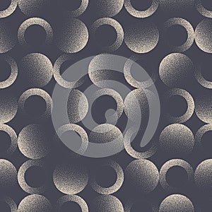 Circles Retro 50s 60s 70s Seamless Pattern Vector Stipple Abstract Background