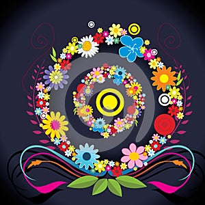 Circles shape with flowers illustration