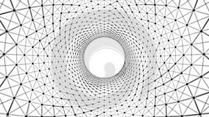 Circles spiral of architecture structure tunnel shape on white background, optical illusion. Abstract pattern design element. 3d