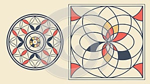 Circles squares pattern, abstract geometric design element vector design Generative AI