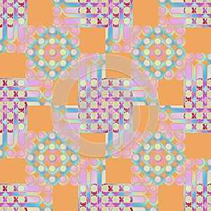 Circles and squares pattern orange pink violet purple blue