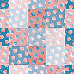 Circles and Triangles Grid Seamless Vector Pattern