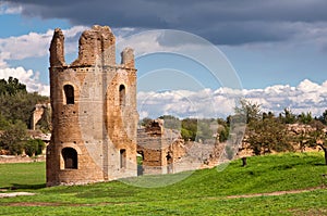 Circo di Massenzio tower and walls riuns in Via appia antica at photo