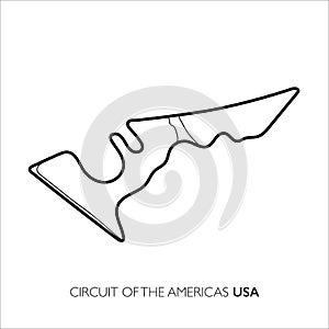 Circuit of the Americas circuit. Motorsport race track vector map